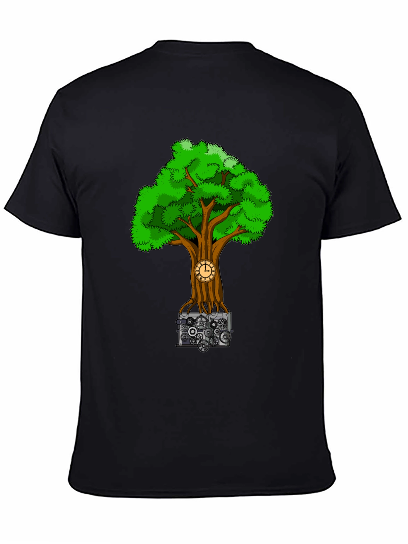 Steampunk Tree Black T-Shirt