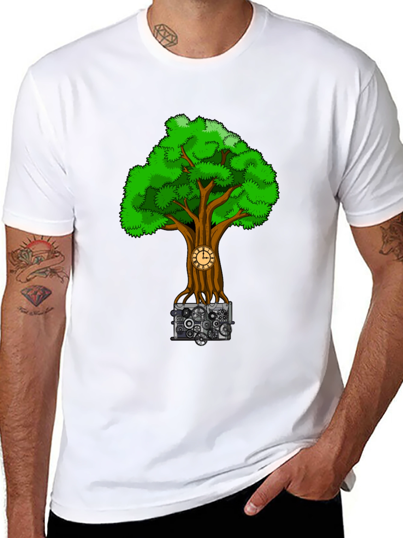 Steampunk Tree Black T-Shirt