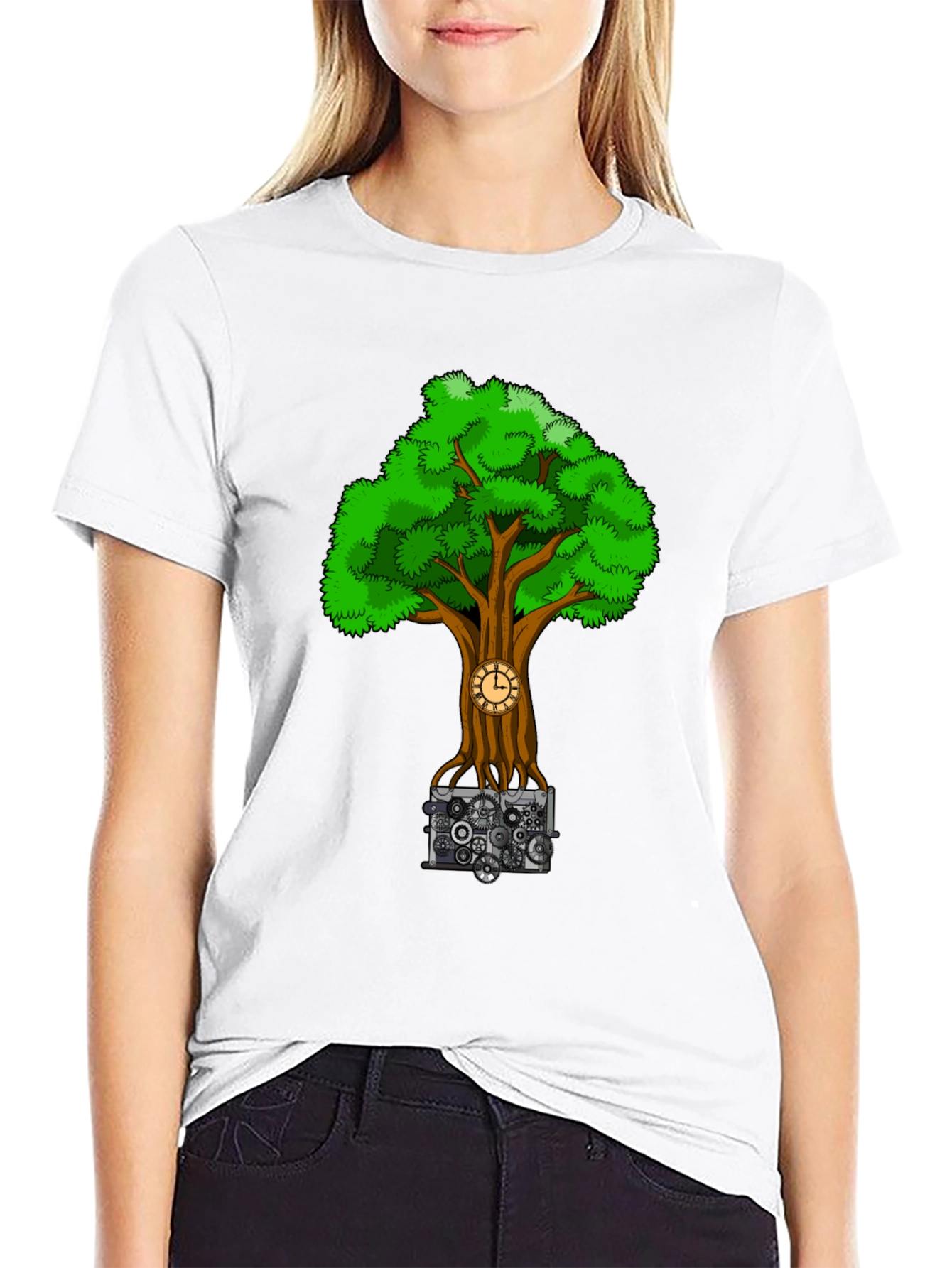 Steampunk Tree Black T-Shirt