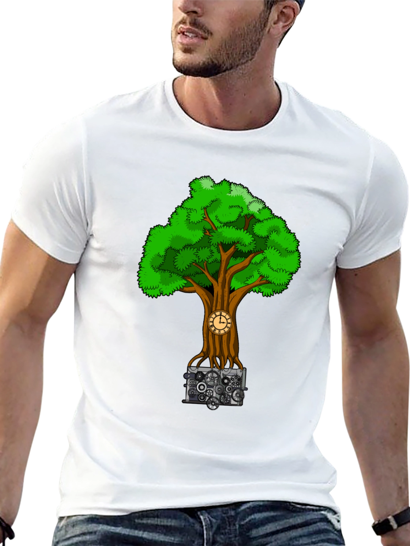 Steampunk Tree Black T-Shirt