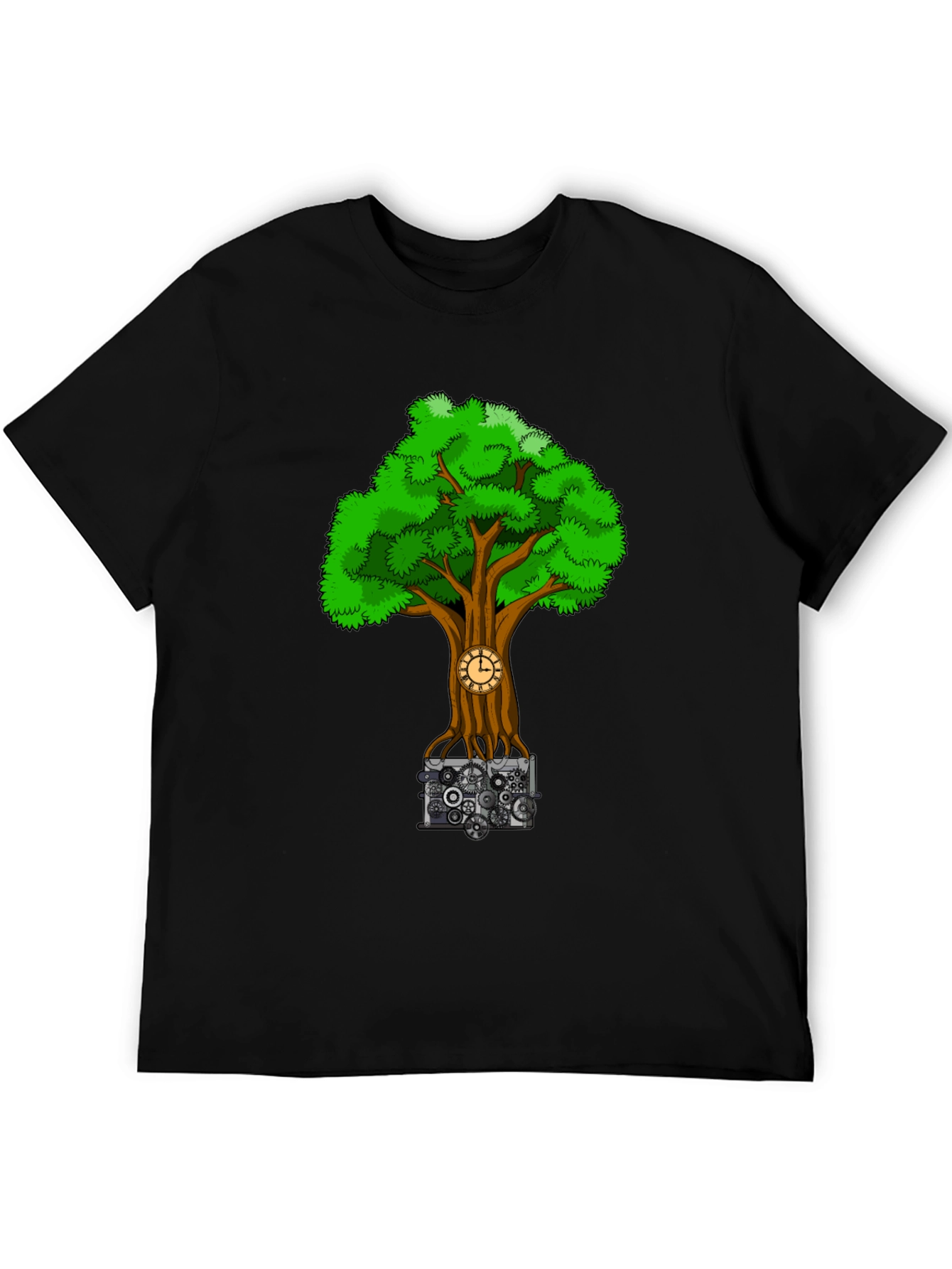 Steampunk Tree Black T-Shirt