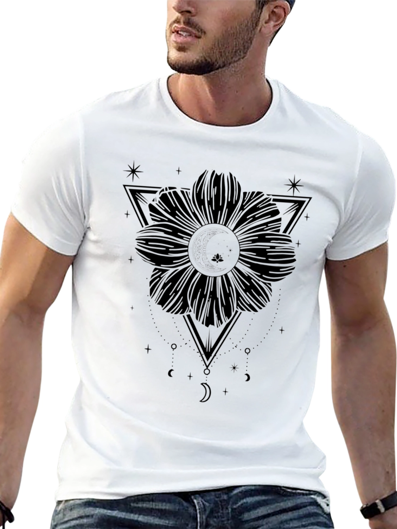 Black Flower Triangle Graphic Tee - Unisex