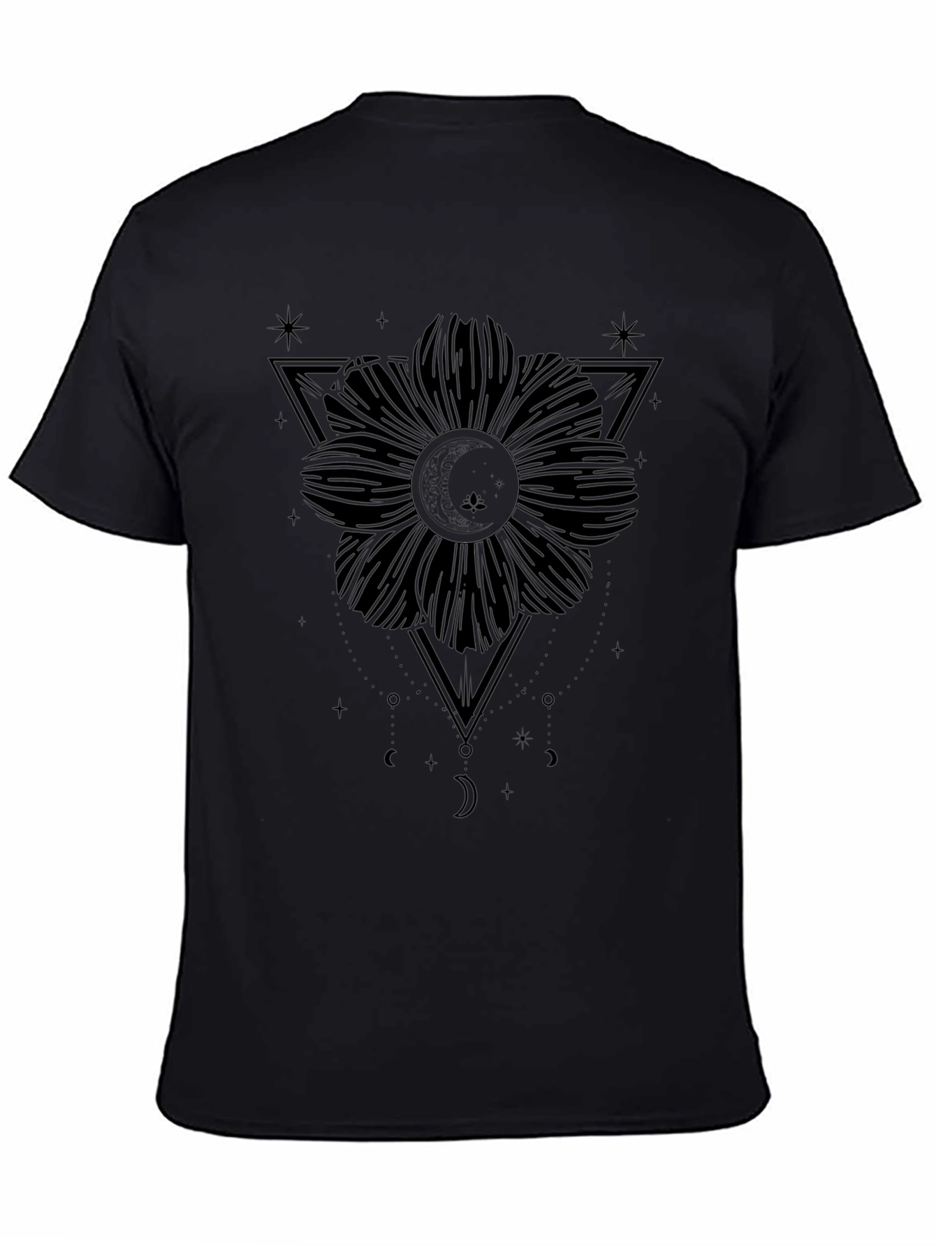 Black Flower Triangle Graphic Tee - Unisex