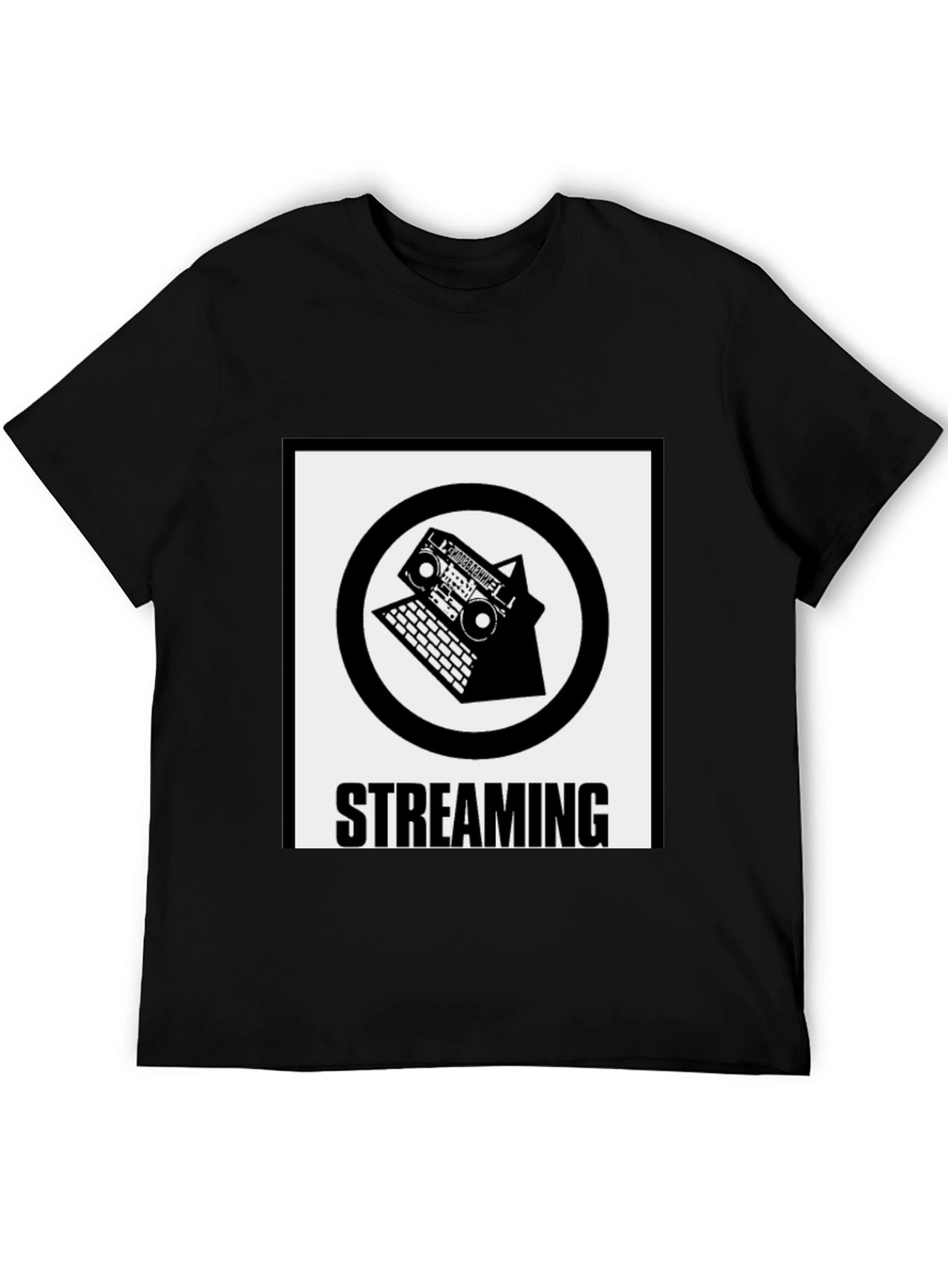 Streaming Boombox Laptop Black T-Shirt