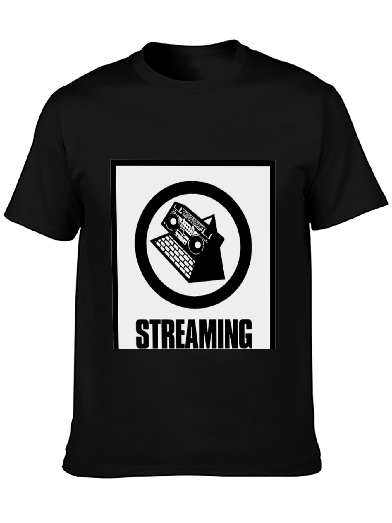 Streaming Boombox Laptop Black T-Shirt