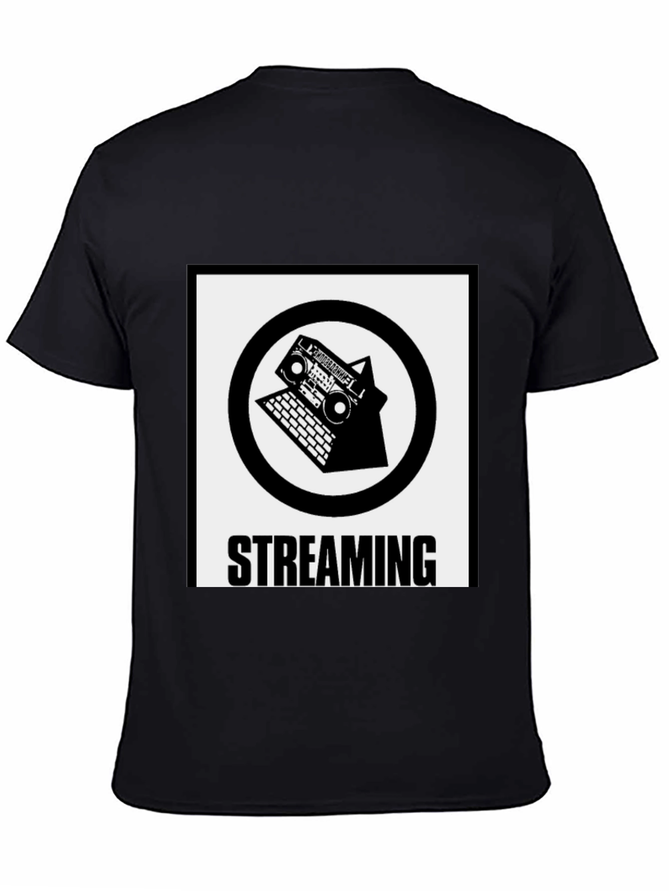Streaming Boombox Laptop Black T-Shirt