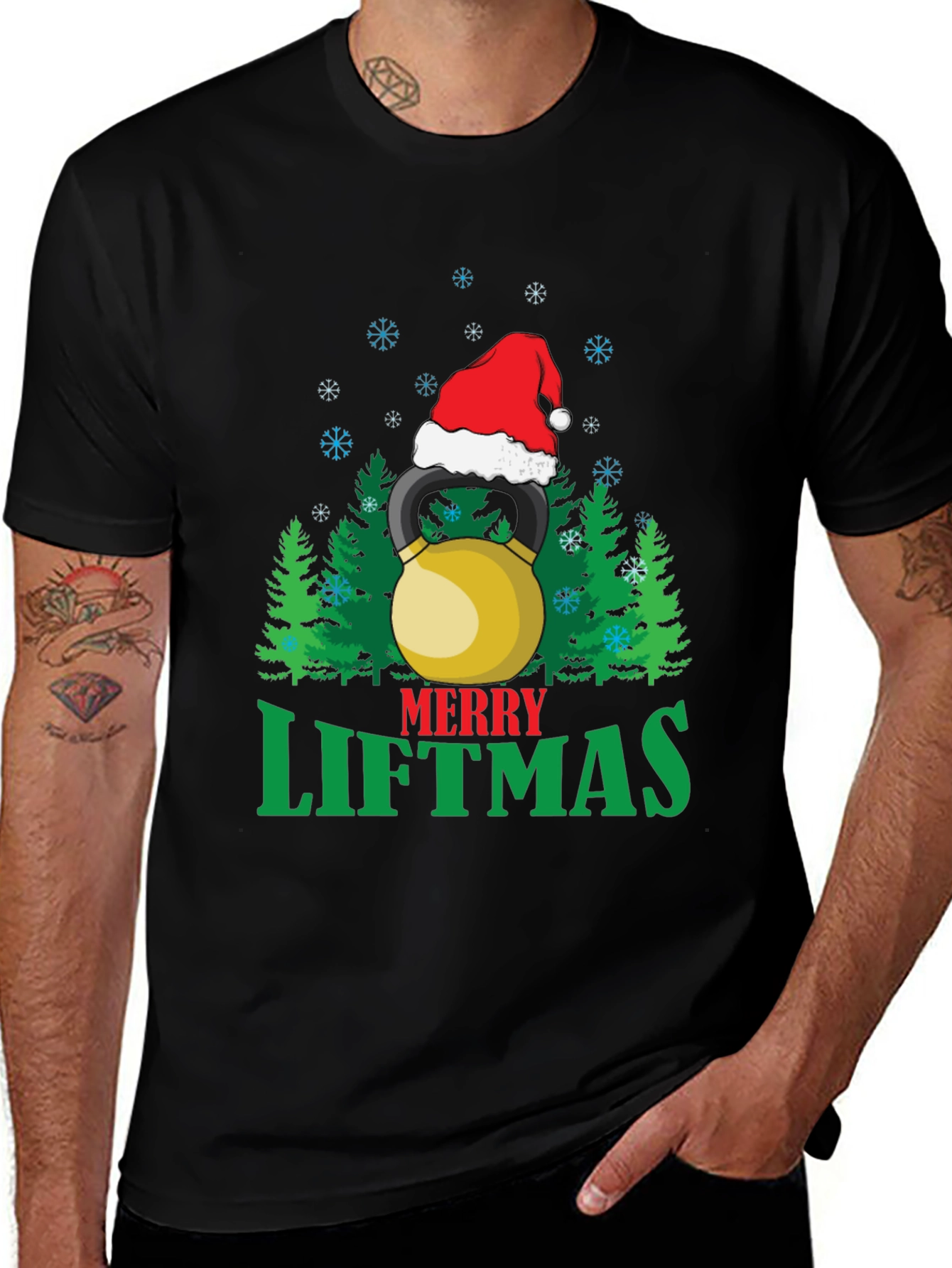 Merry Liftmas T-Shirt - Holiday Kettlebell Design