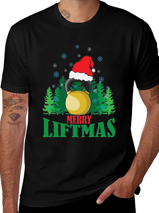 Merry Liftmas T-Shirt - Holiday Kettlebell Design