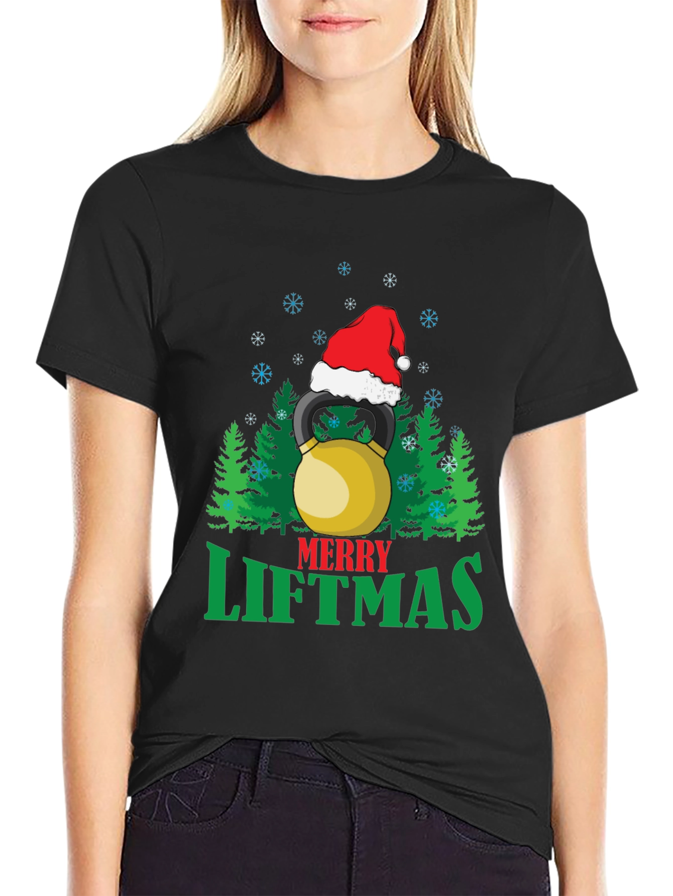 Merry Liftmas T-Shirt - Holiday Kettlebell Design