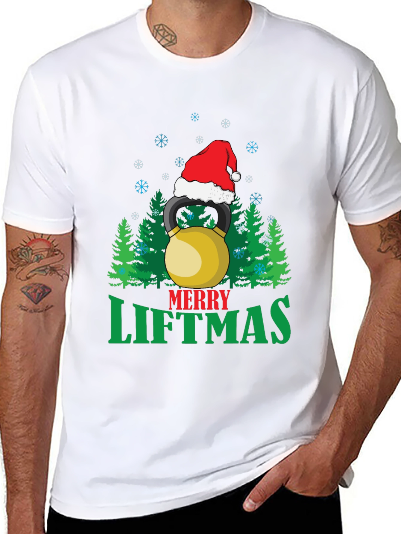 Merry Liftmas T-Shirt - Holiday Kettlebell Design