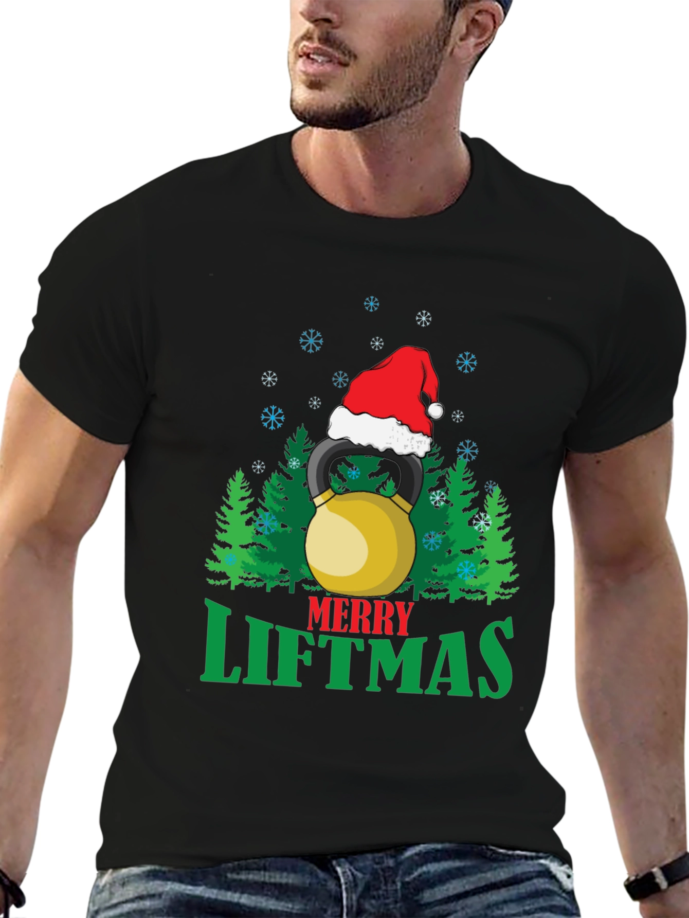 Merry Liftmas T-Shirt - Holiday Kettlebell Design