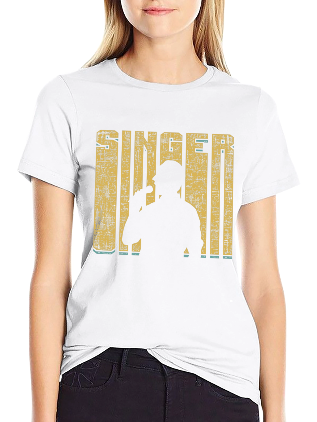 Singer Silhouette Graphic Print Black T-Shirt