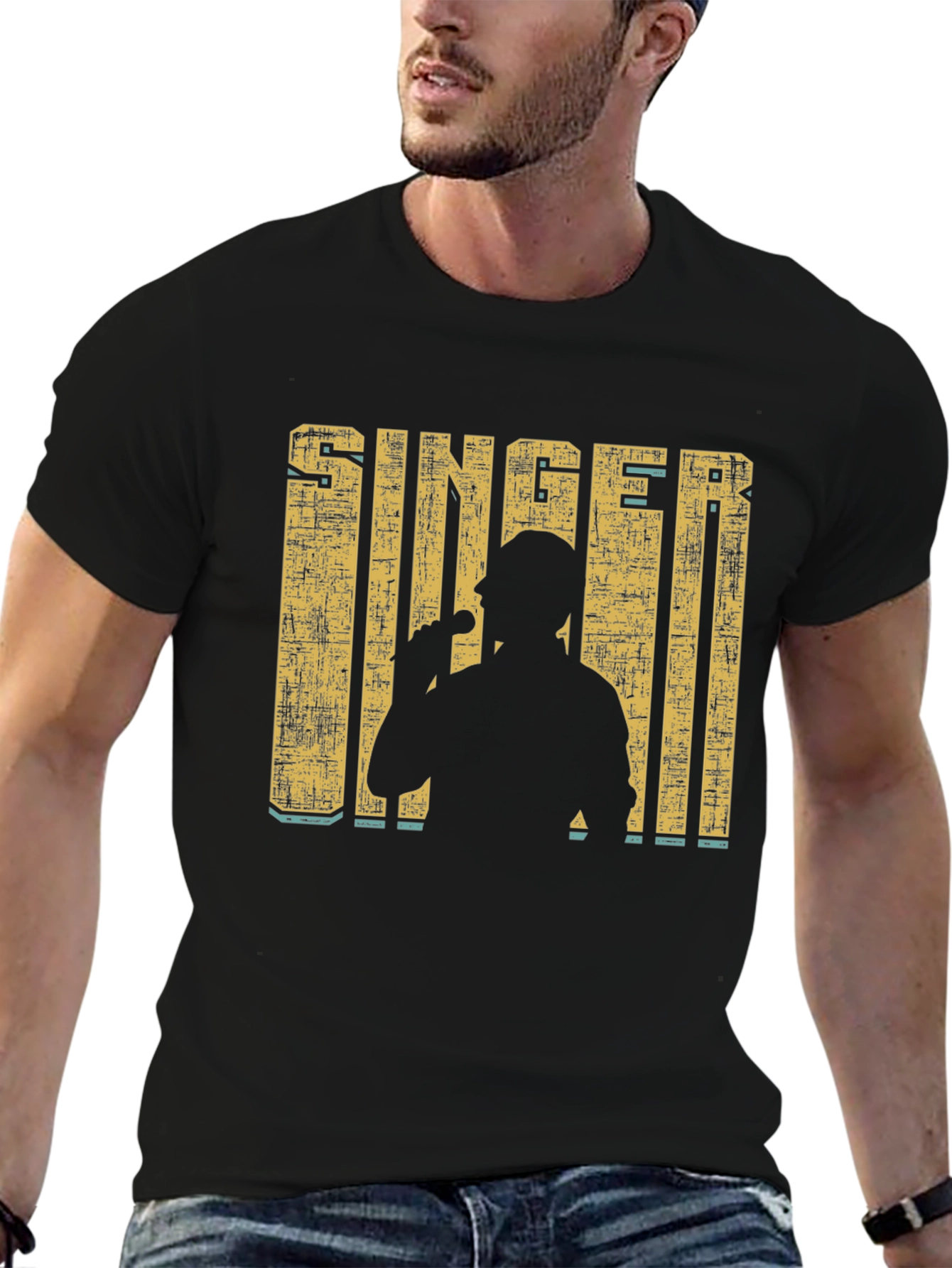 Singer Silhouette Graphic Print Black T-Shirt
