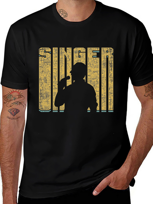 Singer Silhouette Graphic Print Black T-Shirt