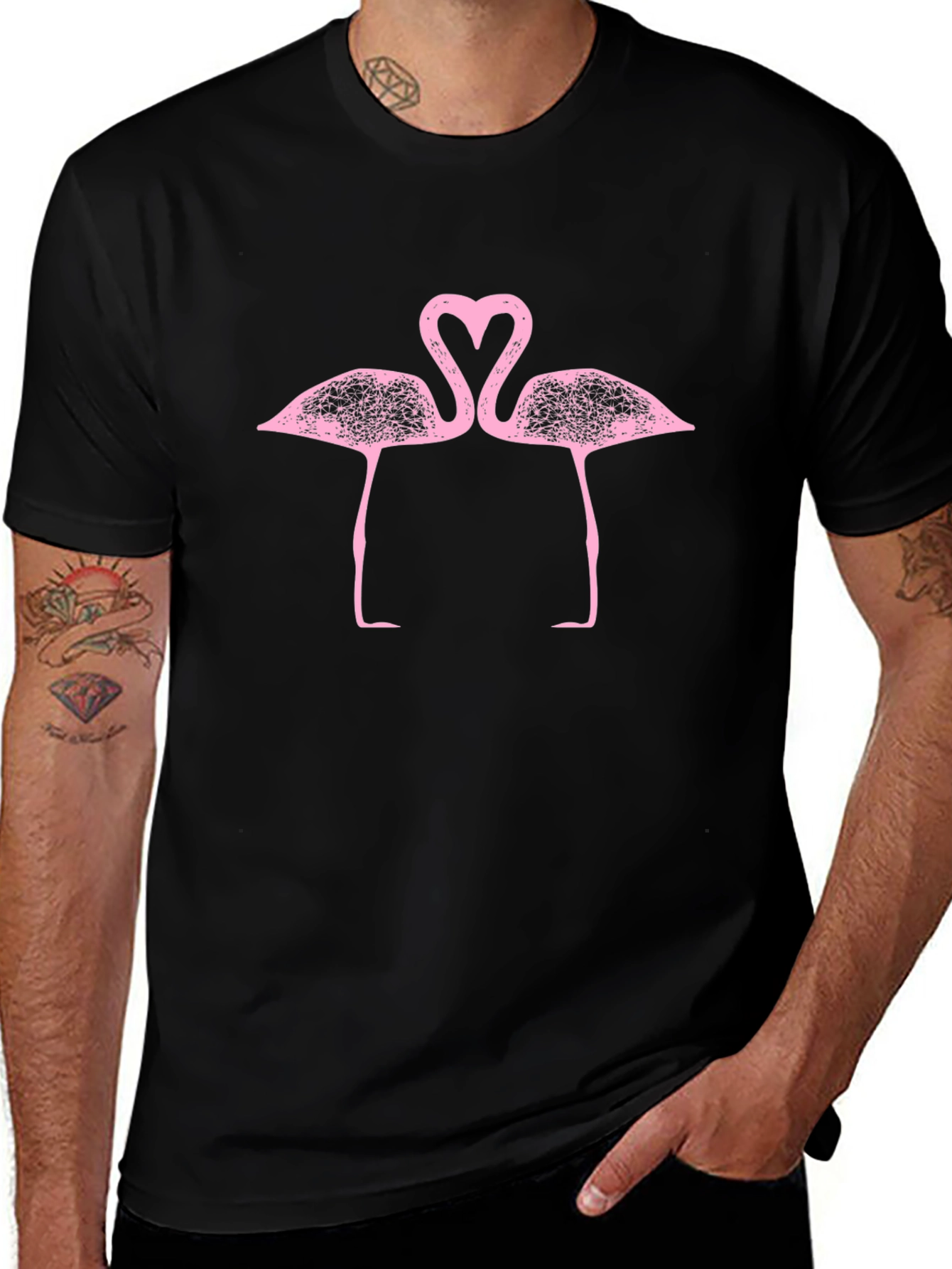 Flamingo Love T-Shirt - Pink Birds Heart