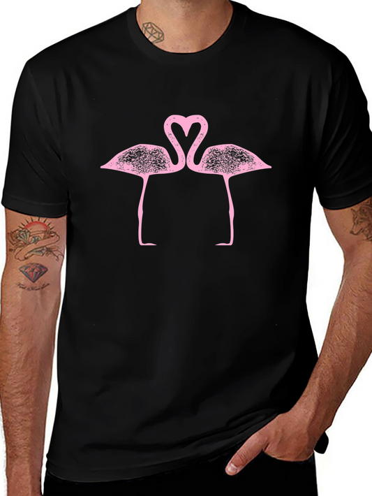 Flamingo Love T-Shirt - Pink Birds Heart