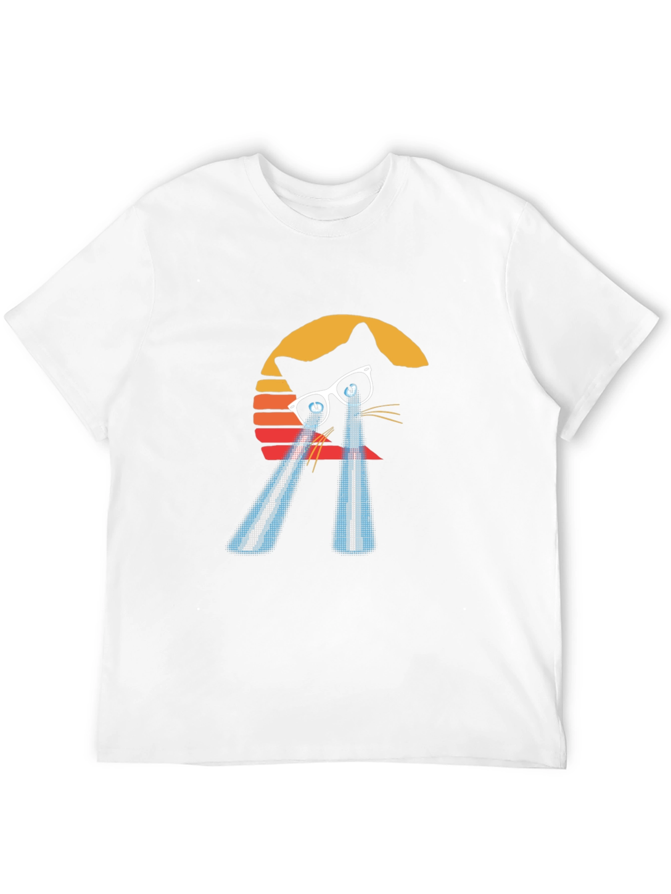Laser Cat Eyes T-Shirt - Retro Sunset Style