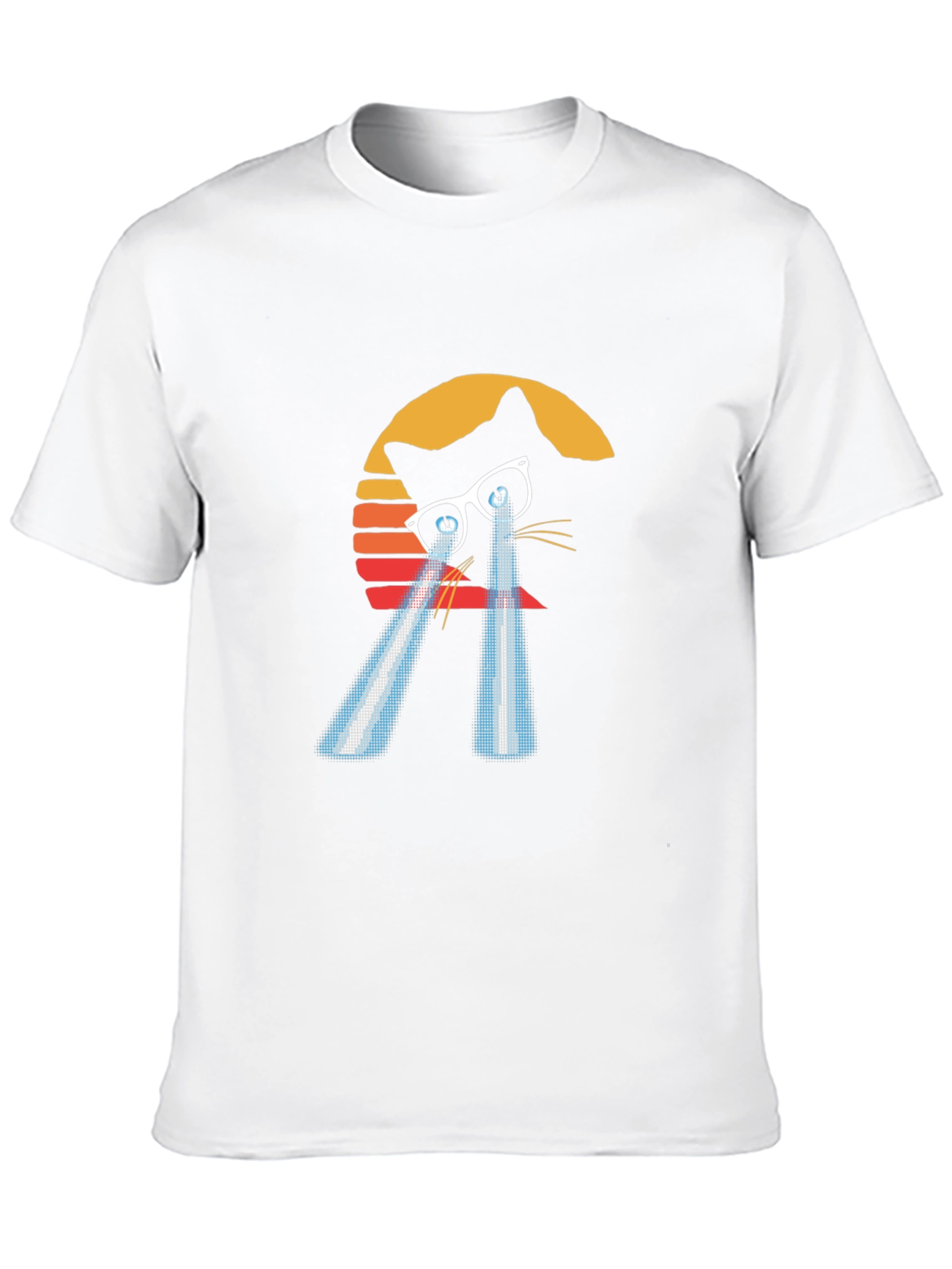 Laser Cat Eyes T-Shirt - Retro Sunset Style