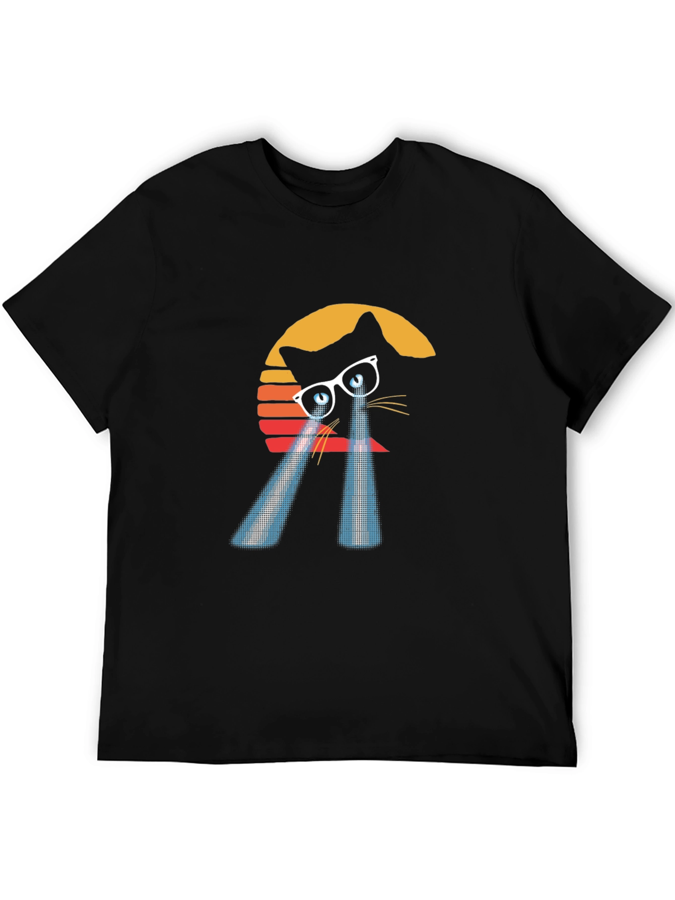Laser Cat Eyes T-Shirt - Retro Sunset Style