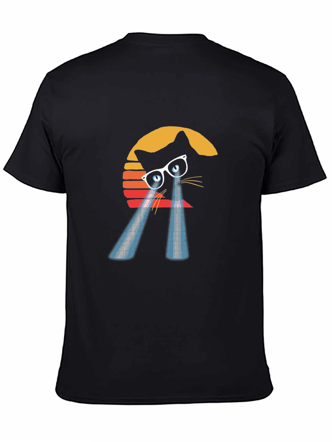 Laser Cat Eyes T-Shirt - Retro Sunset Style