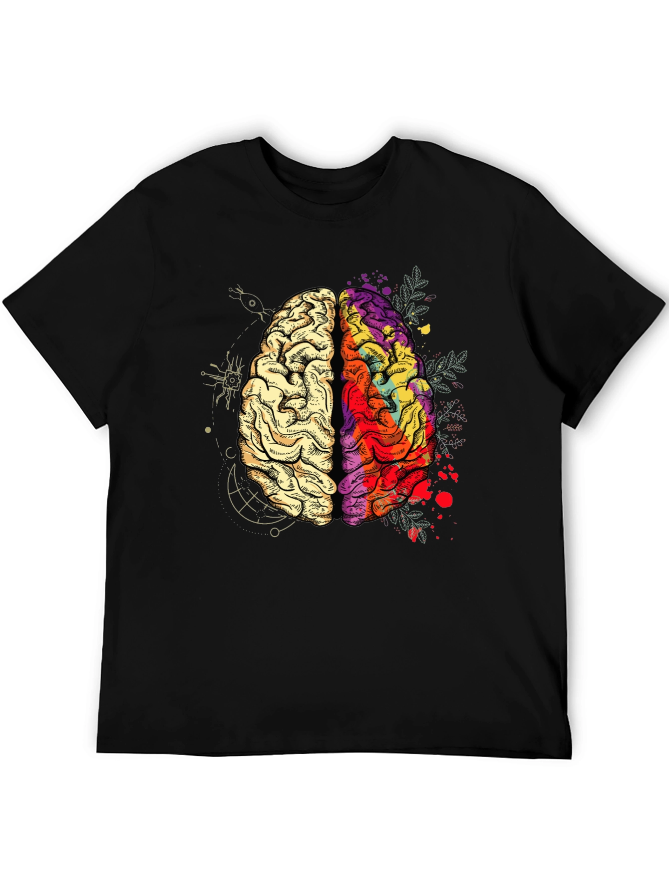 Brain Art Graphic T-Shirt - Mens Crew Neck Tee