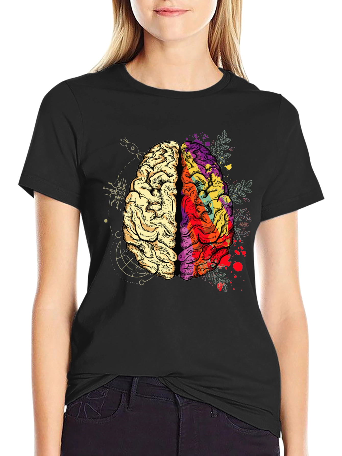 Brain Art Graphic T-Shirt - Mens Crew Neck Tee