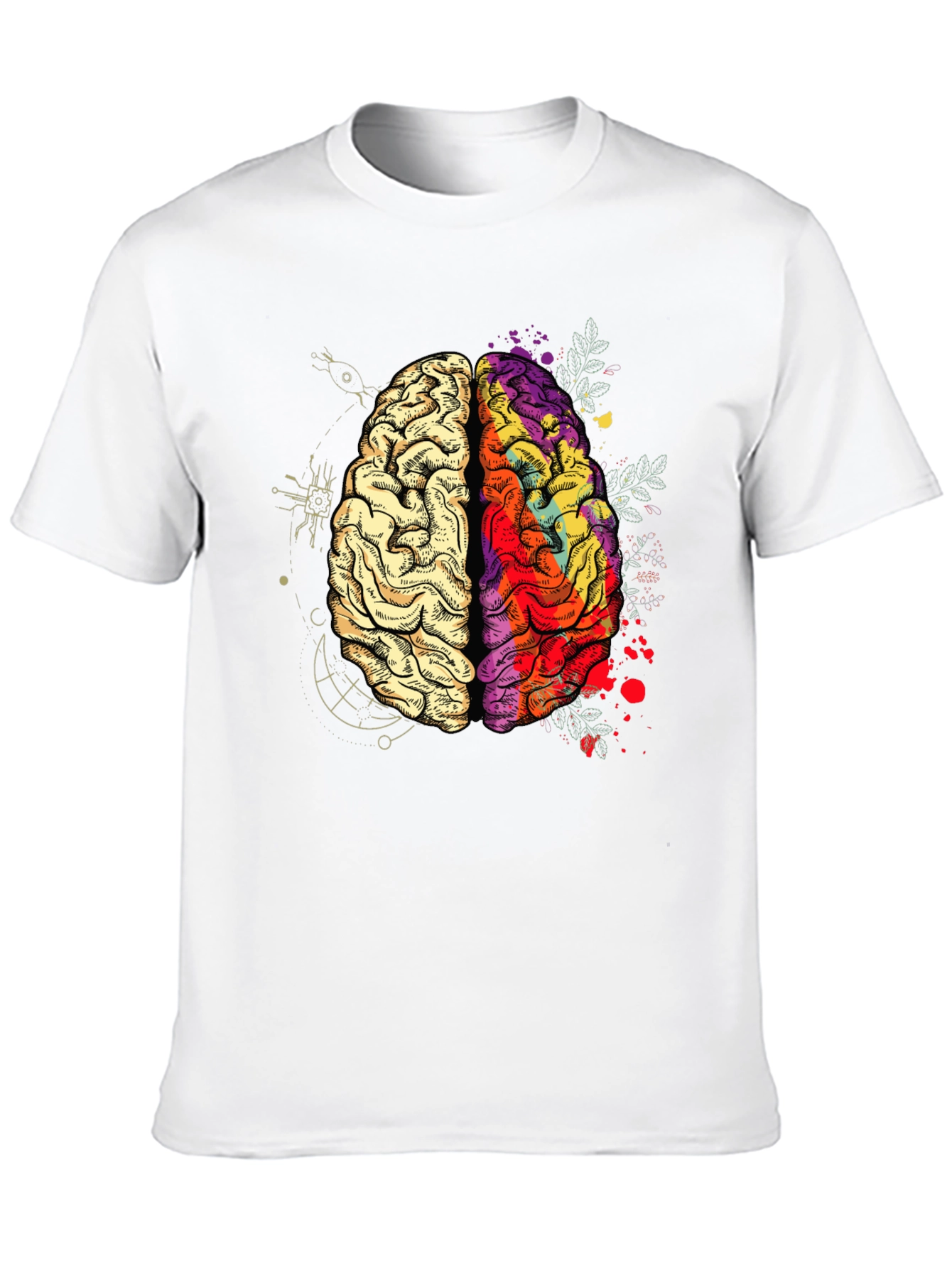 Brain Art Graphic T-Shirt - Mens Crew Neck Tee