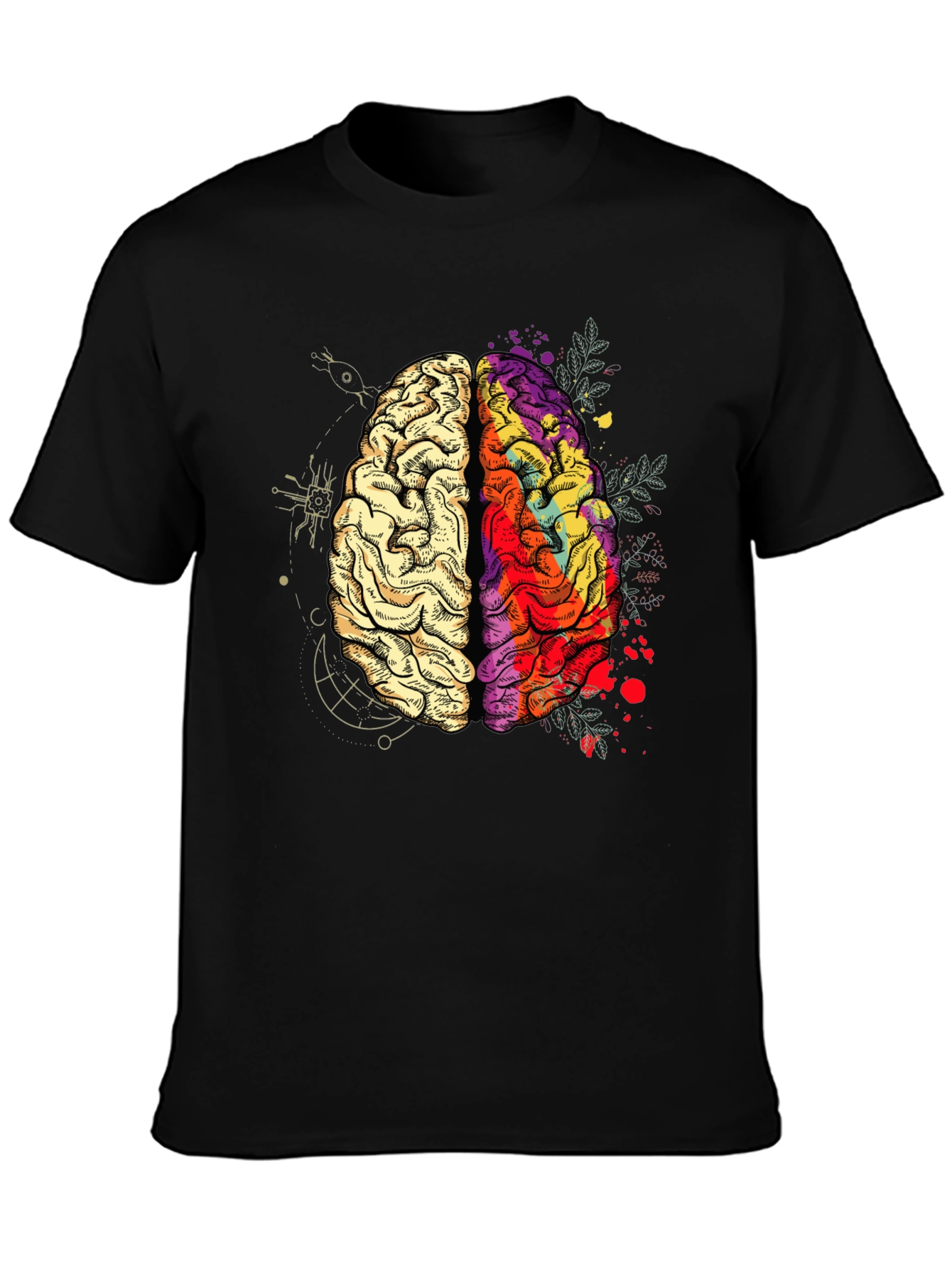 Brain Art Graphic T-Shirt - Mens Crew Neck Tee
