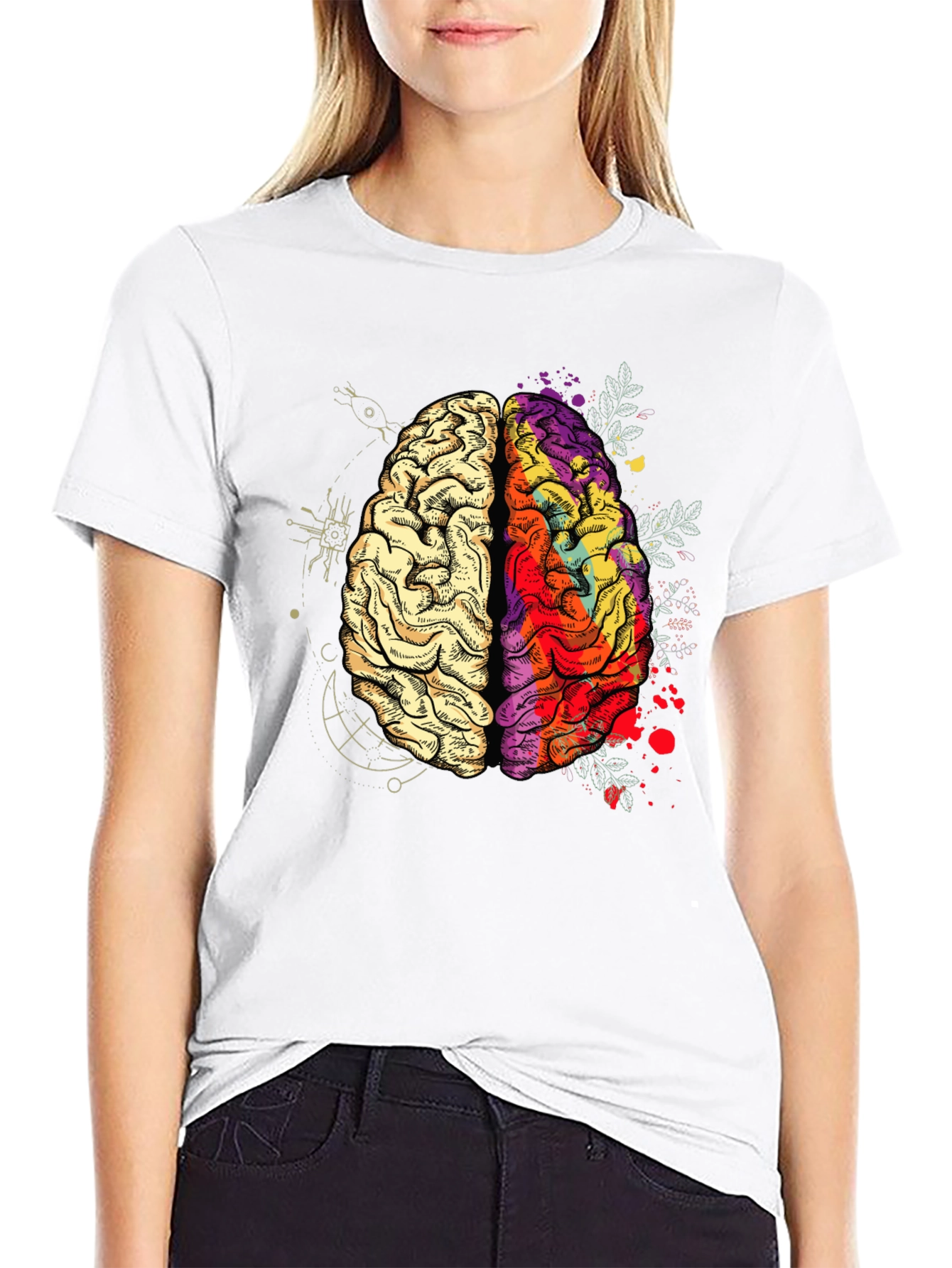 Brain Art Graphic T-Shirt - Mens Crew Neck Tee