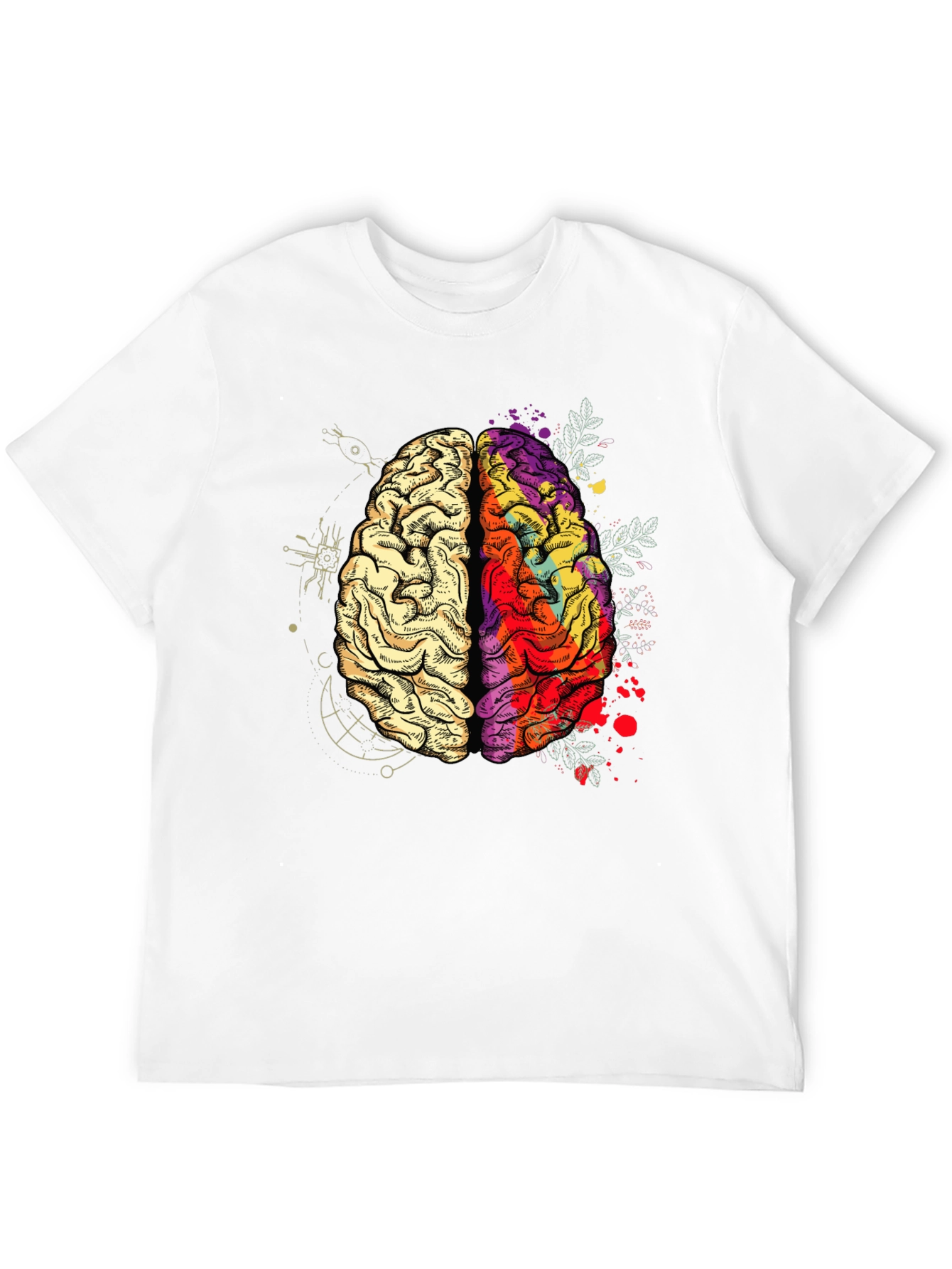 Brain Art Graphic T-Shirt - Mens Crew Neck Tee