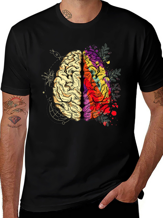 Brain Art Graphic T-Shirt - Mens Crew Neck Tee