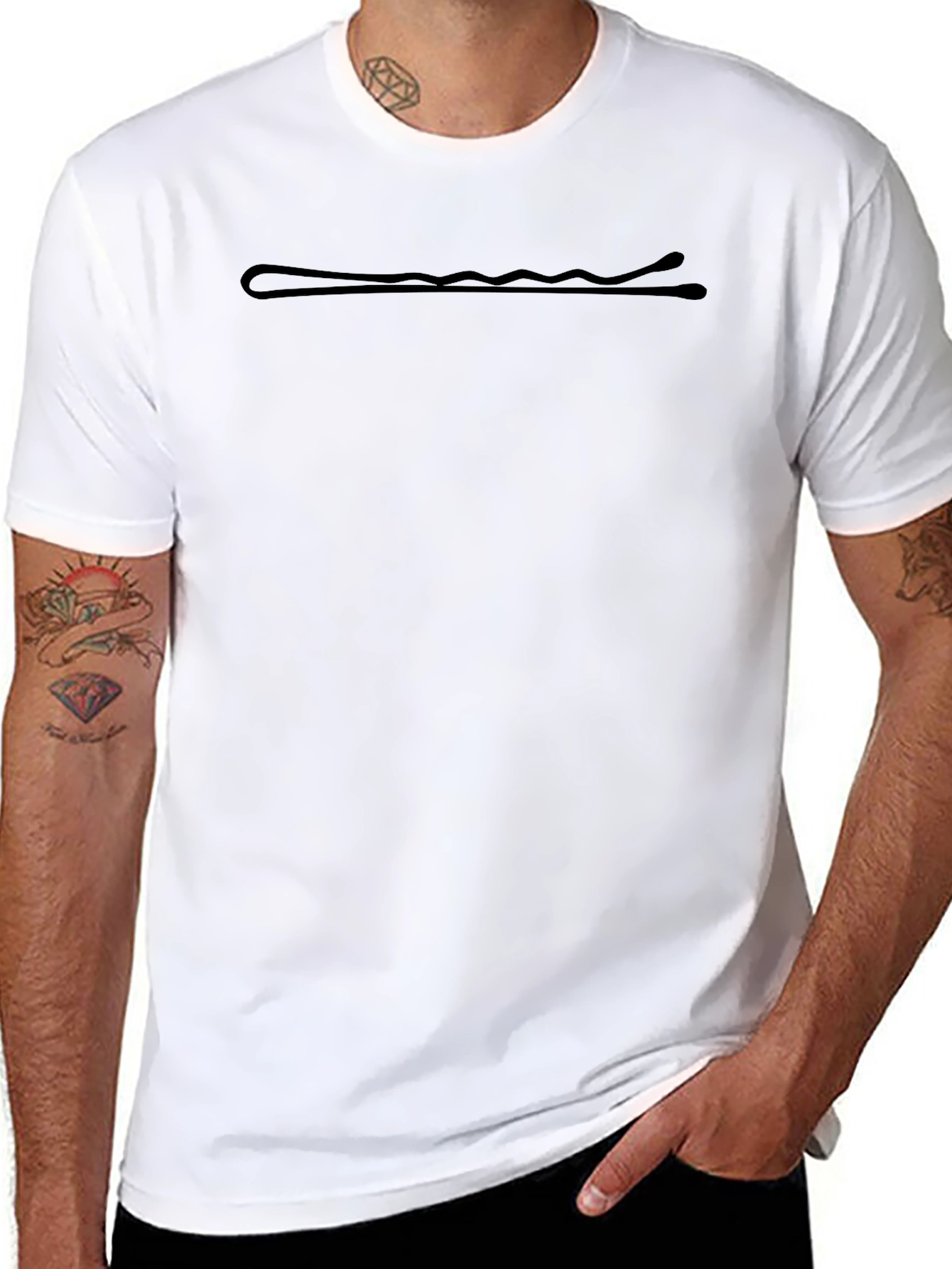 Black T-Shirt with Hair Pin Design