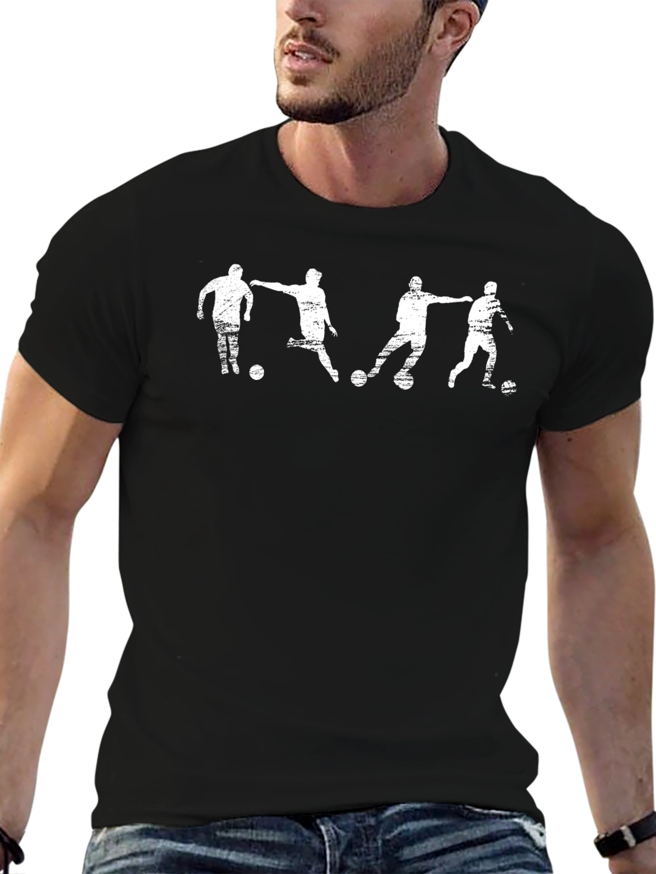 Soccer Player Graphic Black T-Shirt