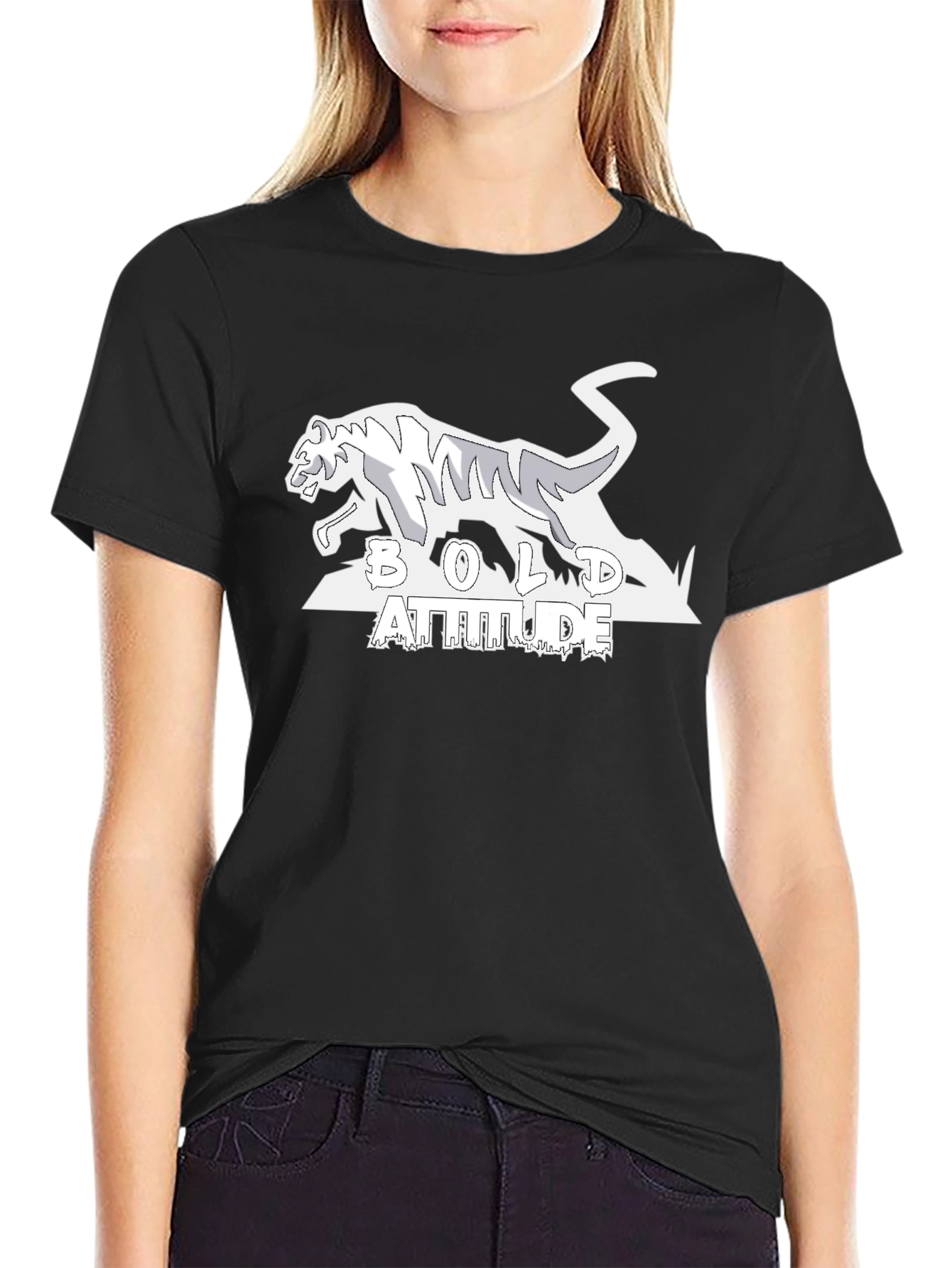 Bold Attitude Tiger Graphic Tee - Black