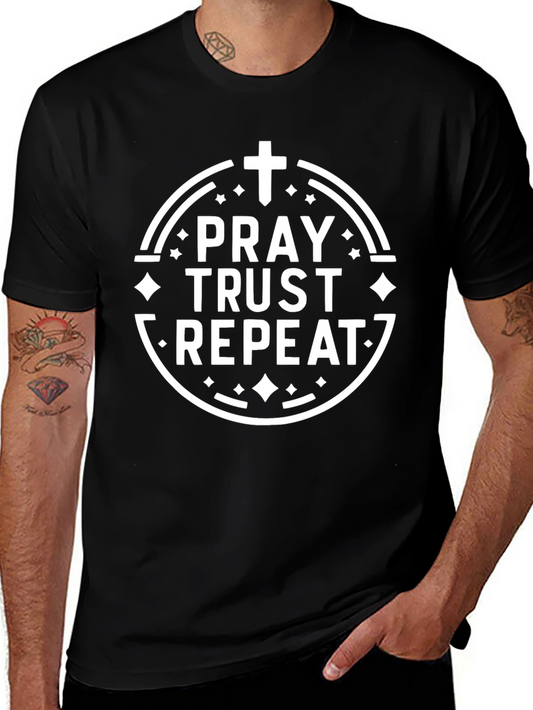 Pray Trust Repeat Graphic Tee - Christian Inspired Shirt