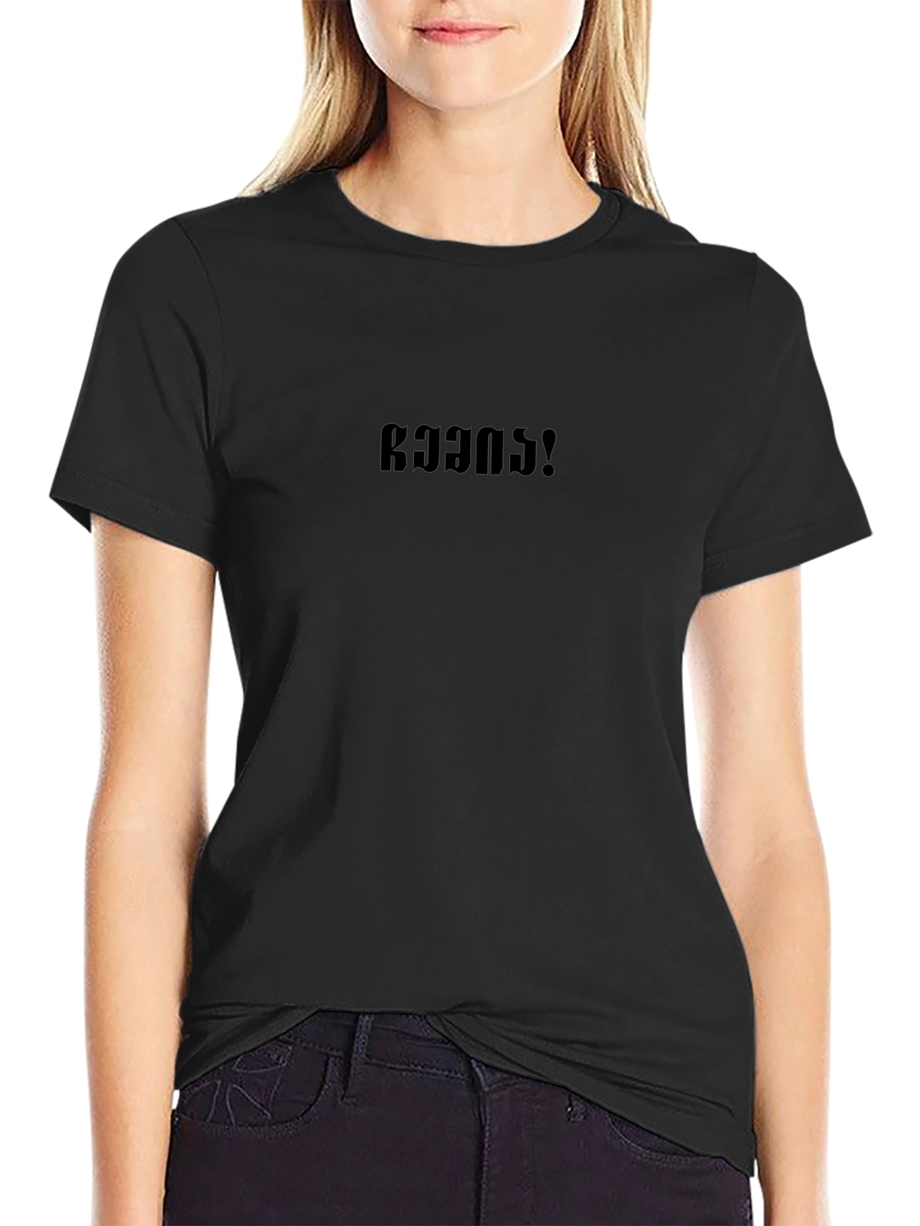 Black Cotton T-Shirt with Bold Text Design
