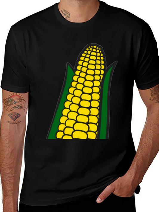 Corn on the Cob Graphic Tee - Black Cotton T-Shirt