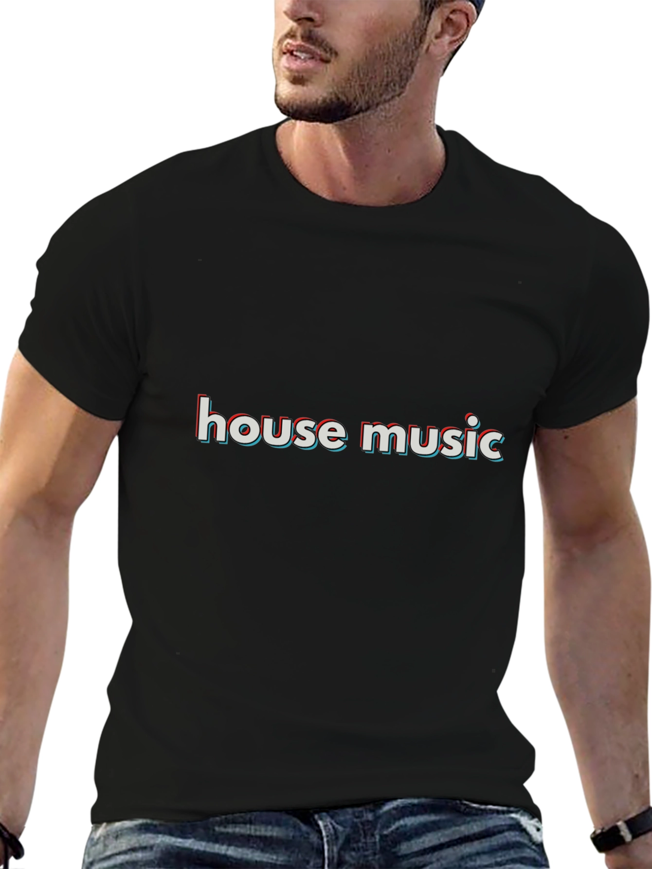 House Music Graphic Tee - Stylish Black T-Shirt