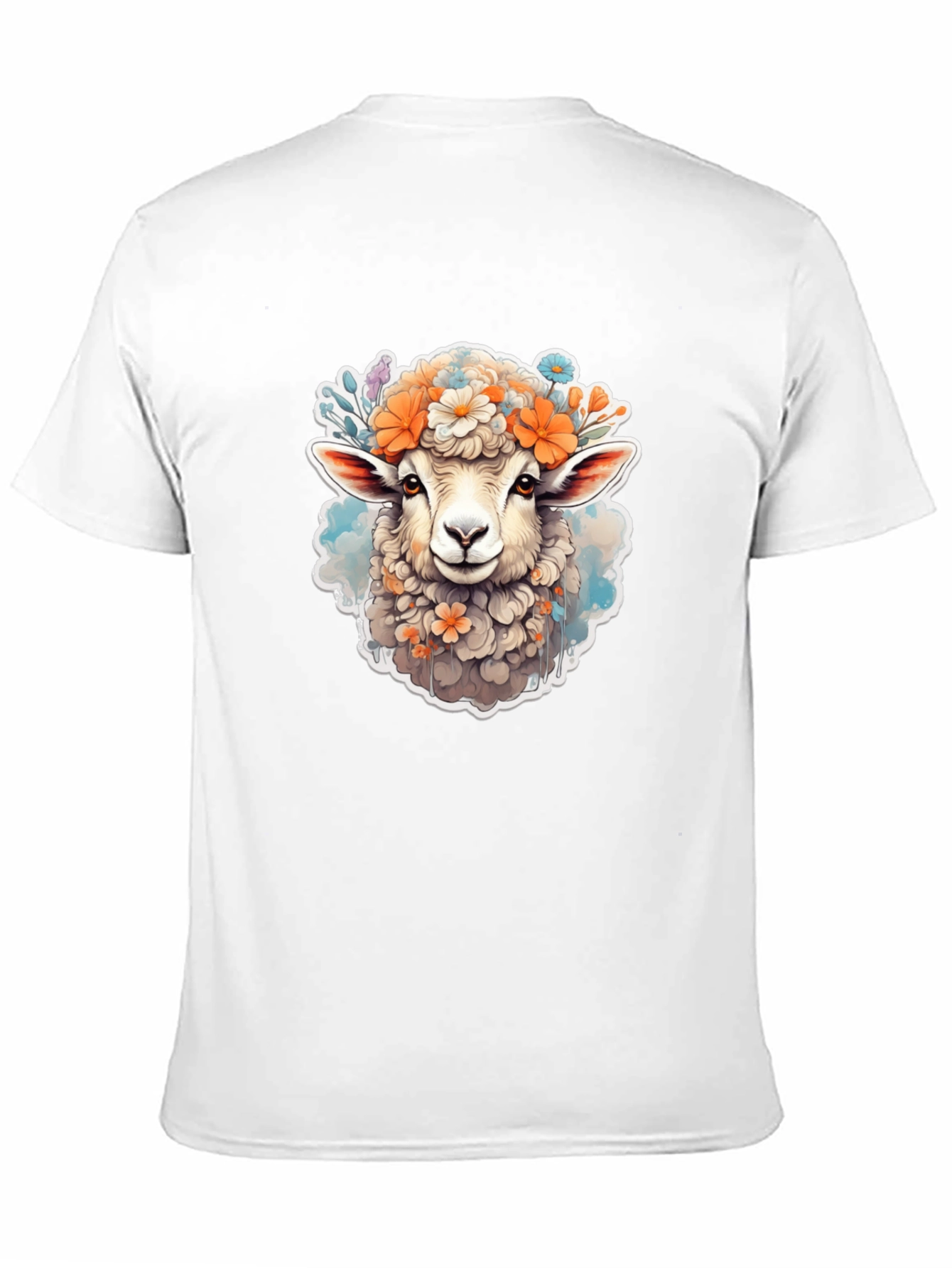 Floral Sheep Graphic Tee - Cute Animal Print