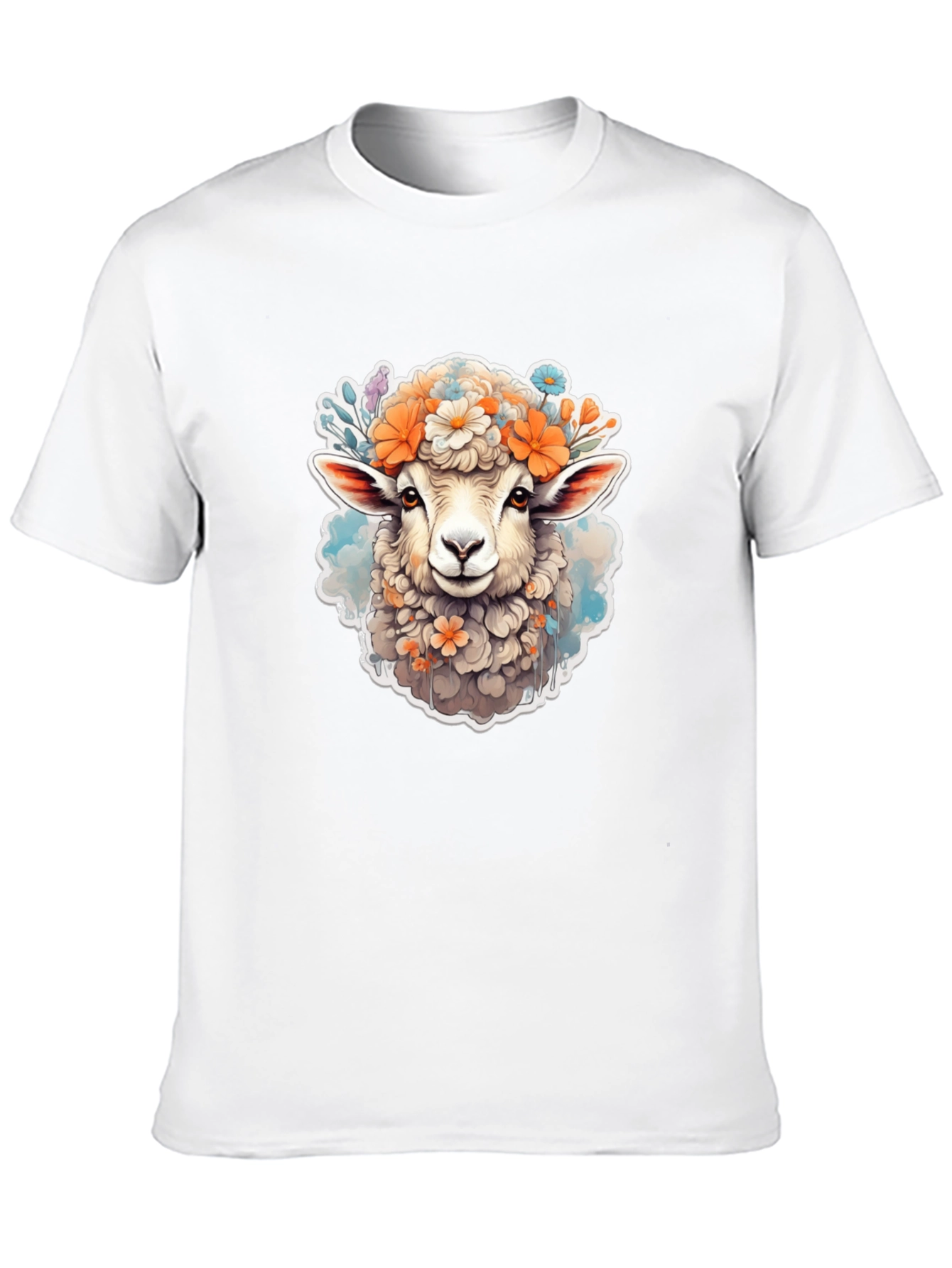 Floral Sheep Graphic Tee - Cute Animal Print