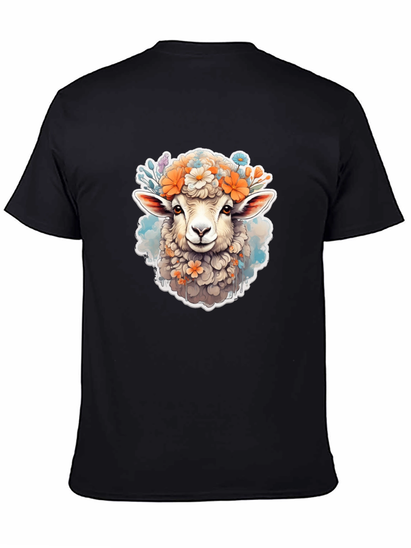 Floral Sheep Graphic Tee - Cute Animal Print