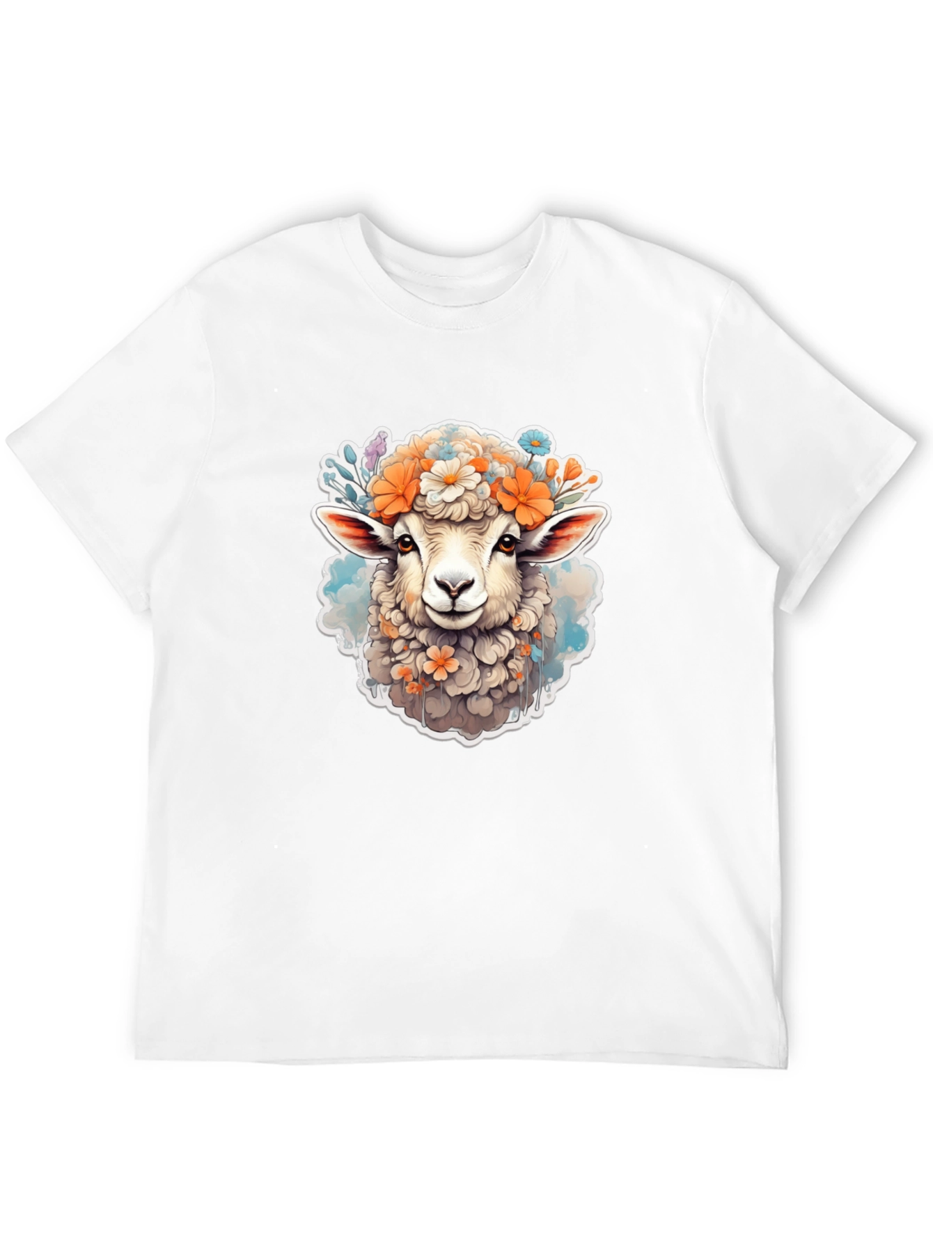 Floral Sheep Graphic Tee - Cute Animal Print
