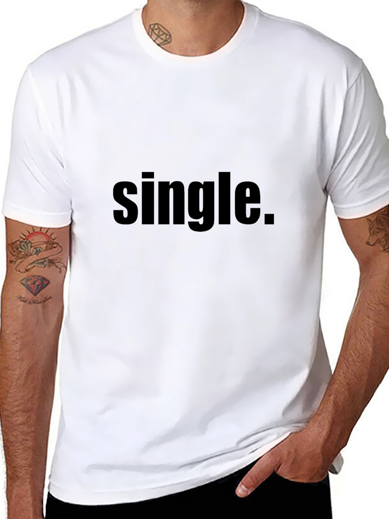 Single Black Tee - Mens Casual Graphic T-Shirt