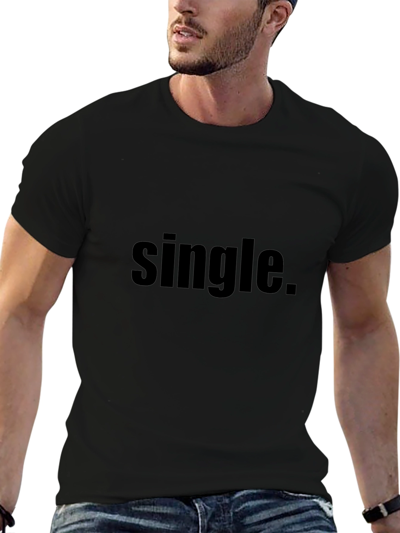 Single Black Tee - Mens Casual Graphic T-Shirt