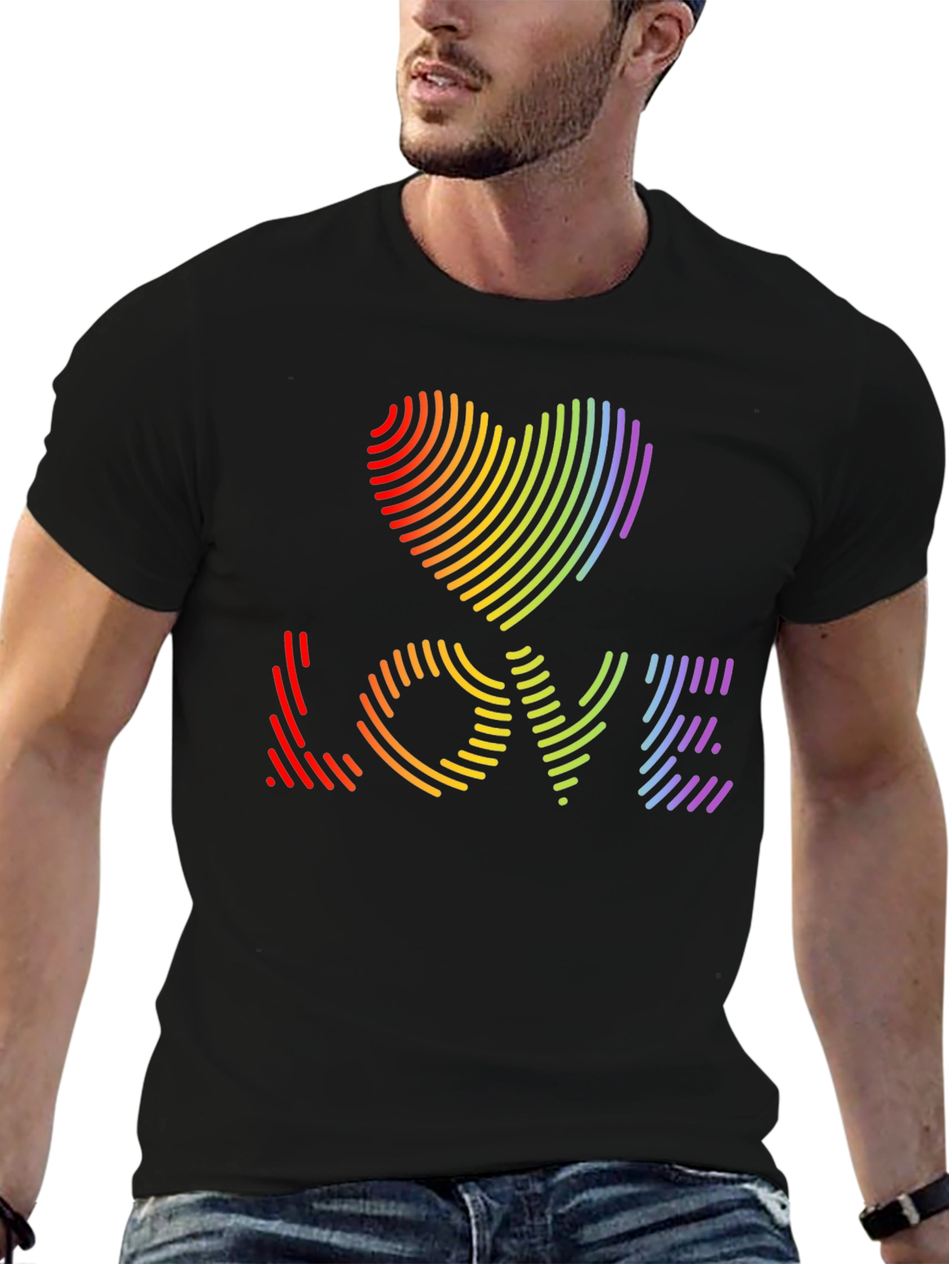 LGBTQ Pride Love Heart T-Shirt - Rainbow Graphic Tee
