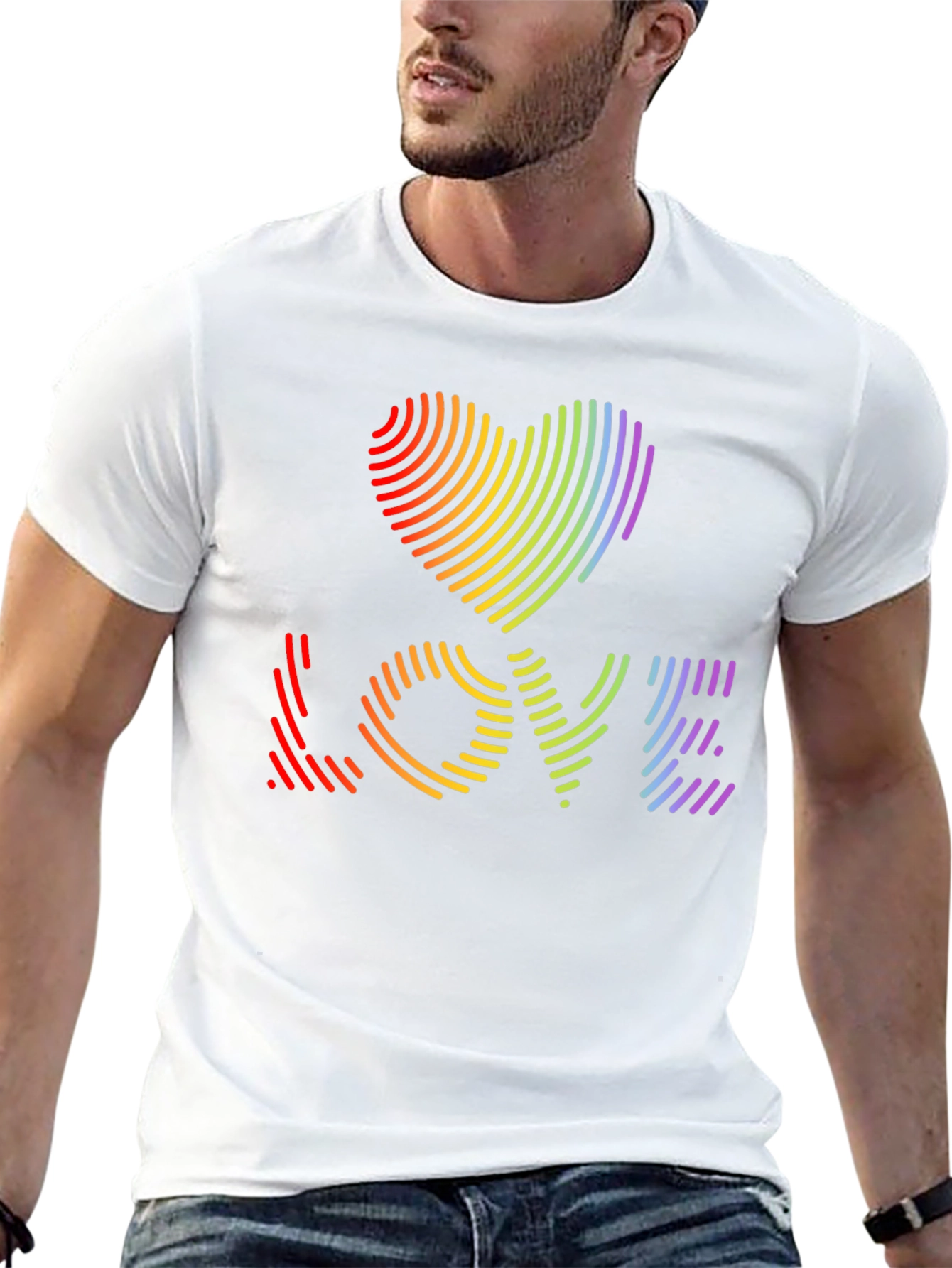 LGBTQ Pride Love Heart T-Shirt - Rainbow Graphic Tee