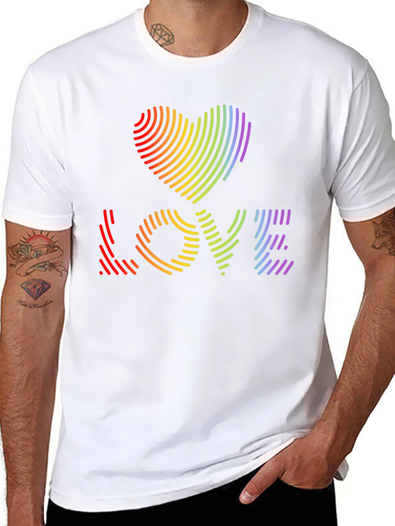LGBTQ Pride Love Heart T-Shirt - Rainbow Graphic Tee