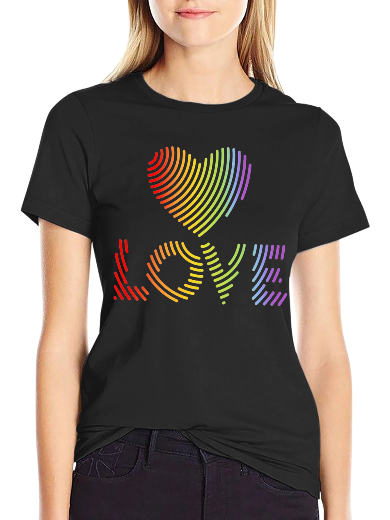 LGBTQ Pride Love Heart T-Shirt - Rainbow Graphic Tee