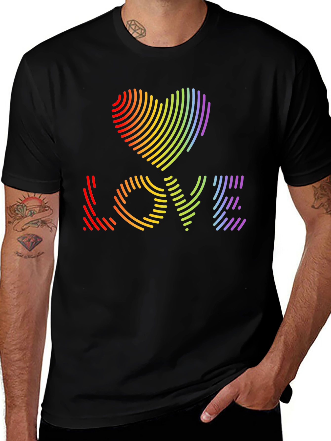 LGBTQ Pride Love Heart T-Shirt - Rainbow Graphic Tee