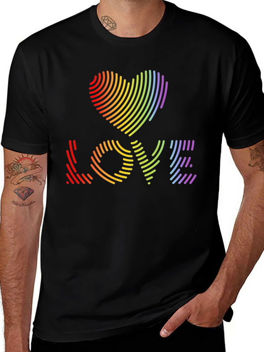 LGBTQ Pride Love Heart T-Shirt - Rainbow Graphic Tee